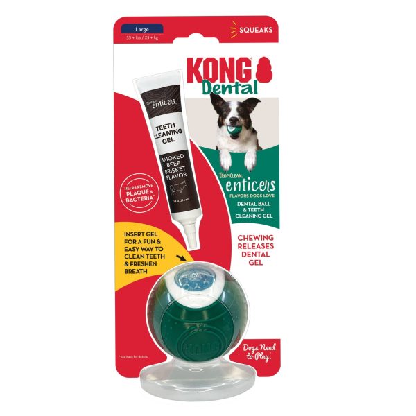 KONG Dental Ball w Tropiclean Enticer Teeth Cleaning Gel Honey Chicken 1ea LG, 1 oz For Discount