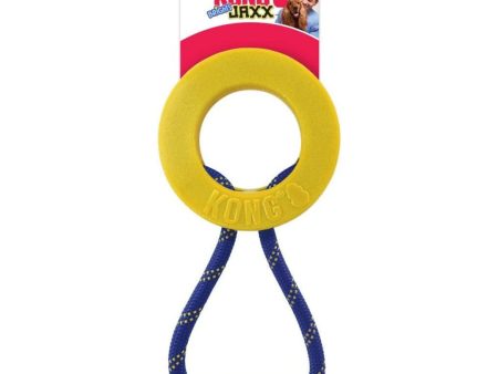 KONG Jaxx Brights Tug with Ring Dog Toy Yellow Blue 1ea LG Online Hot Sale