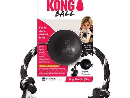 KONG Extreme Ball with Rope Dog Toy Black White 1ea LG Cheap