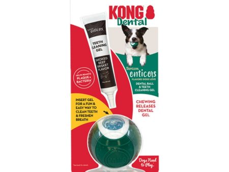 KONG Dental Ball w Tropiclean Enticer Teeth Cleaning Gel Honey Chicken 1ea SM, 1 oz For Discount