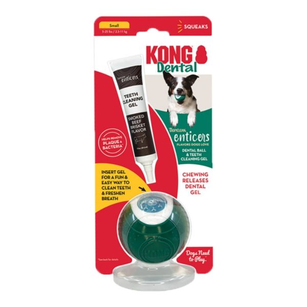 KONG Dental Ball w Tropiclean Enticer Teeth Cleaning Gel Honey Chicken 1ea SM, 1 oz For Discount