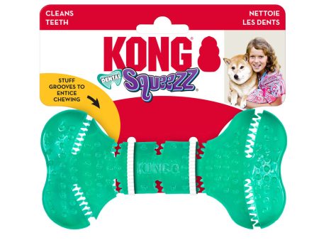 KONG Dental Squeezz Bone Dog Chew Teal 1ea MD Discount