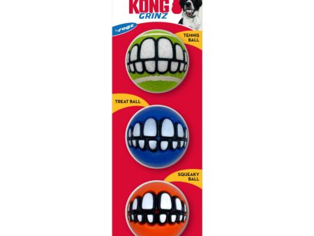 KONG Grinz by Rogz Variety Ball Dog Toys 1ea MD, 3 pk Fashion