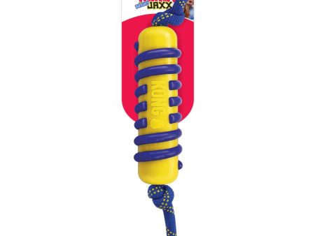 KONG Jaxx Brights Stick with Rope Dog Toy Yellow Blue 1ea LG Sale