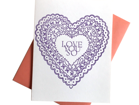 Love You So Doily Heart Card For Sale