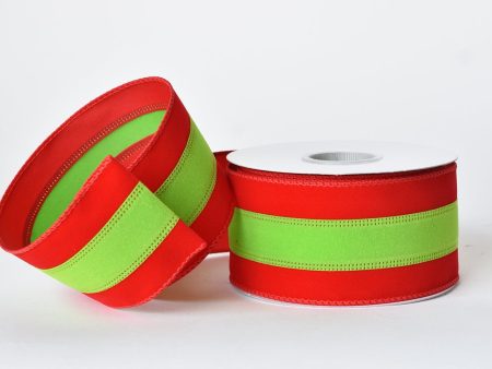 2.5  x 10yd Red + Lime Velvet Ribbon For Sale