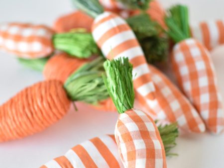 Set of 12 x 4.5  Orange and White Fabric Jute Carrots on Sale