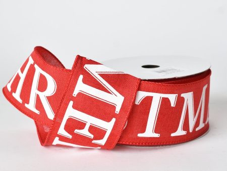 2.5  x 10yd Red Merry Christmas Ribbon Online now