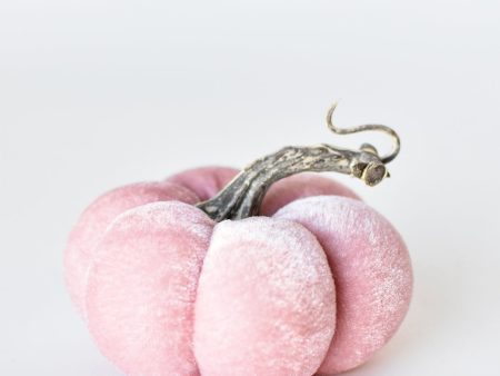 3.5  x 4.5  Faux Light Pink Velvet Pumpkin For Sale