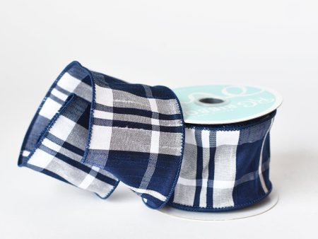 2.5  x 10yd Navy Plaid Ribbon Online