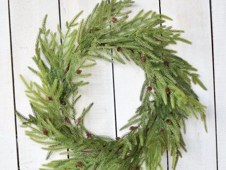 24  Faux Pine Wreath w  Faux Pinecones Fashion