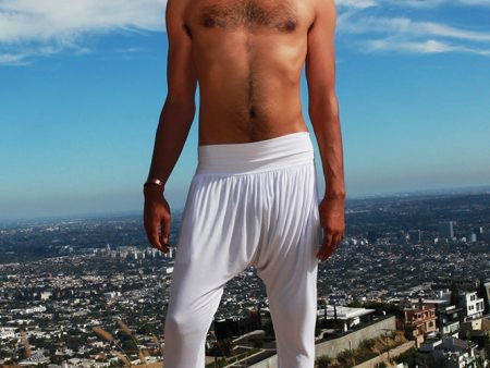 White Organic Cotton  Mens Yoga Pants Kundalini Yoga Satya Online now