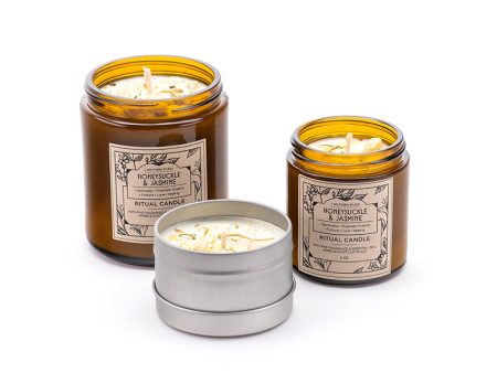 Honeysuckle Jasmine Ritual Candle with Quartz and Herbs Online