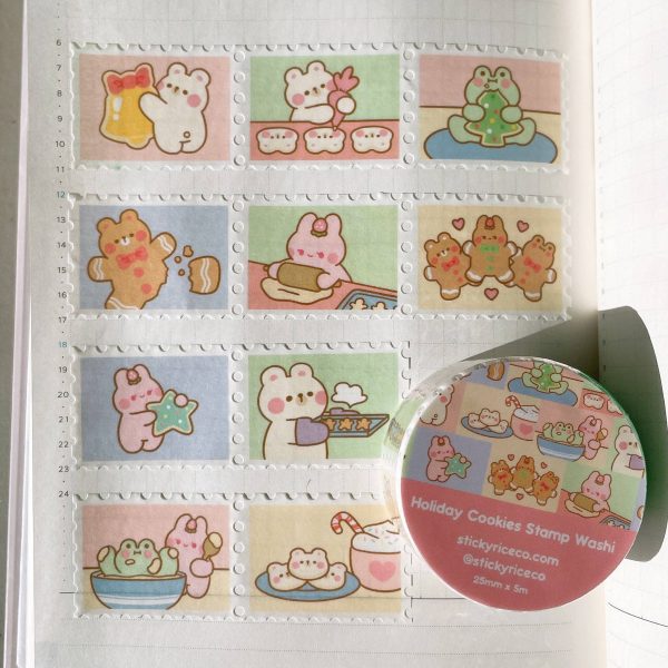 Baking Holiday Cookies Bear Bunny Frog Stamp Washi Tape Fashion