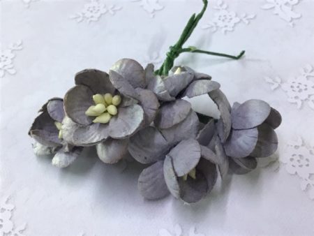 Flowers Cherry blossoms, grey - 5 pack - The Purple Magnolia For Discount