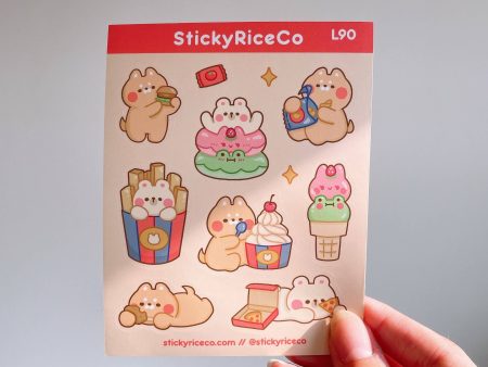 Junk Food Bear and Dog Premium Luxe Matte Vinyl Stickers Online Sale