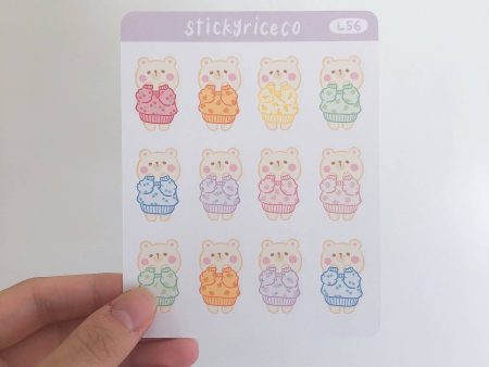 Cute Bear in Cozy Fruit Sweaters Deco Sticker Sheet Online now