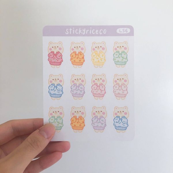 Cute Bear in Cozy Fruit Sweaters Deco Sticker Sheet Online now