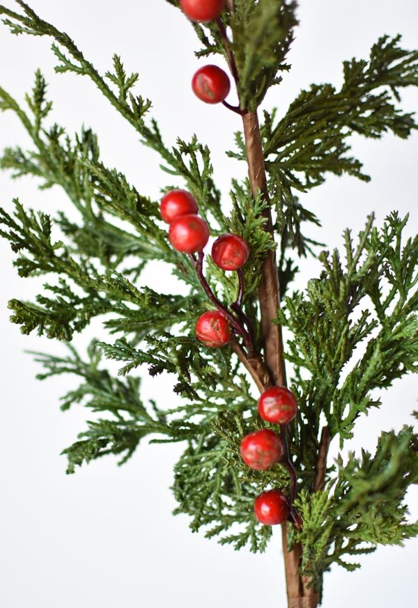 24  Faux Cedar Spray w  Red Berry Stem Online