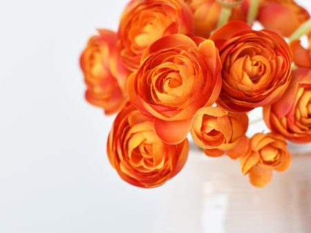 10.5  Faux Peachy Orange Ranunculus Stem Bundle Hot on Sale