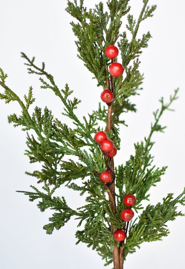 24  Faux Cedar Spray w  Red Berry Stem Online