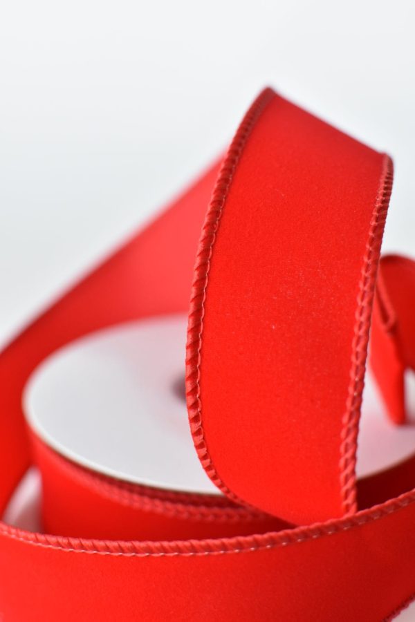 1.5  x 10 Yard Classic Outdoor Red Faux Velvet Ribbon on Sale