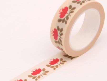 Red Floral Washi Tape Online Sale