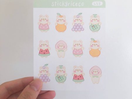 Cute Bear Fruit Costume Deco Sticker Sheet Online now