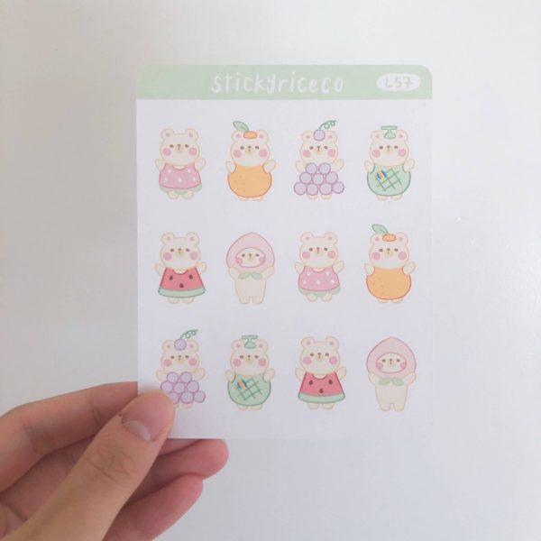 Cute Bear Fruit Costume Deco Sticker Sheet Online now