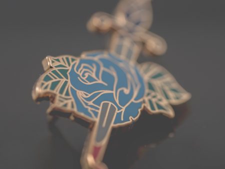 Blue Bleeding Rose Enamel Pin For Discount