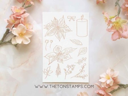 The Ton - Fresh cut poinsettia outline - clear stamps Discount