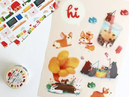 Corgi Boba Washi Stickers Sale