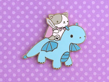 Cat and Dragon Knight Enamel Pin Discount