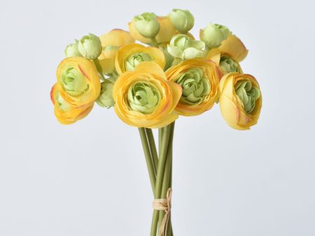 10  Faux Yellow Green Ranunculus Stem Bundle Hot on Sale