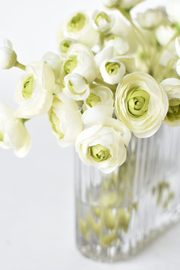 White Green Ranunculus Arrangement For Discount