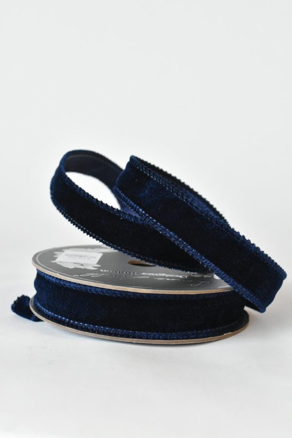 1  Navy Velvet Ribbon Hot on Sale