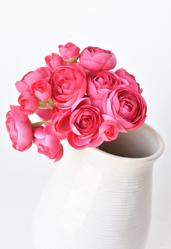 10.5  Faux Dark Pink Ranunculus Stem Bundle Online Sale