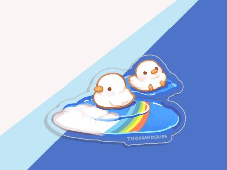 Ducklings in Rainbow Puddles Vinyl Sticker (Holographic) Online