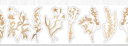 Washi tape  stickers - Botanical - Delicate vintage foliage (with gold foiling accents) Online