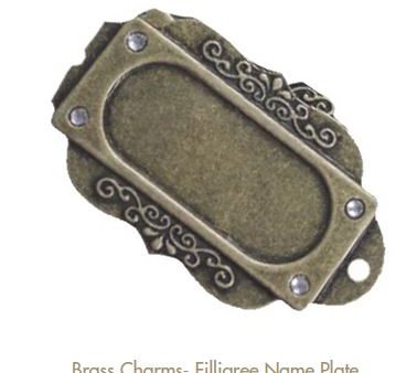 Metal charm Filigree nameplate by Fabscraps Hot on Sale