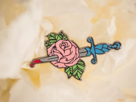 Pink Bleeding Rose Enamel Pin Online