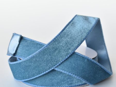 1.5 x10 yds Light Blue Velvet with Satin Backing Ribbon Sale