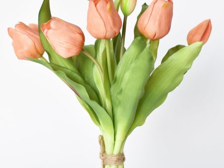 11.75  Faux Real Touch Orange Sorbet Tulip Stem Bundle Online Sale