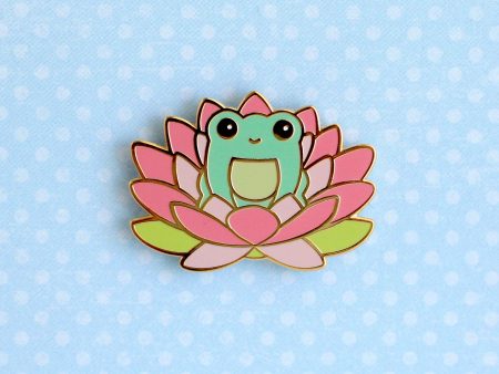 Pink Lotus Flower Frog Enamel Pin Supply