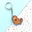 Orange Tabby Cat Wooden Keychain For Cheap