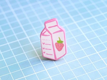 Strawberry Milk Clay Pin (Limited Edition) Online now