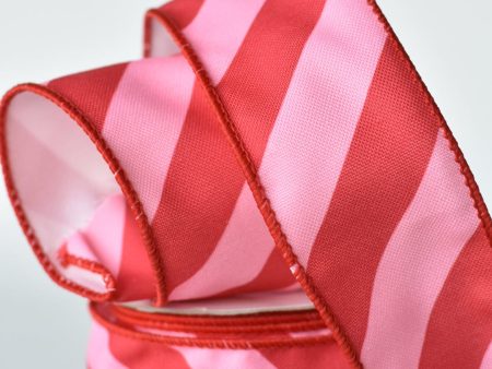 2.5  x 10yd Red + Pink Diagonal Stipe on Sale