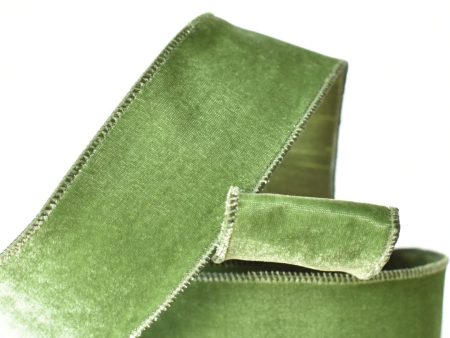 2.5  x 10yd Forest Green Faux Velvet Ribbon Discount