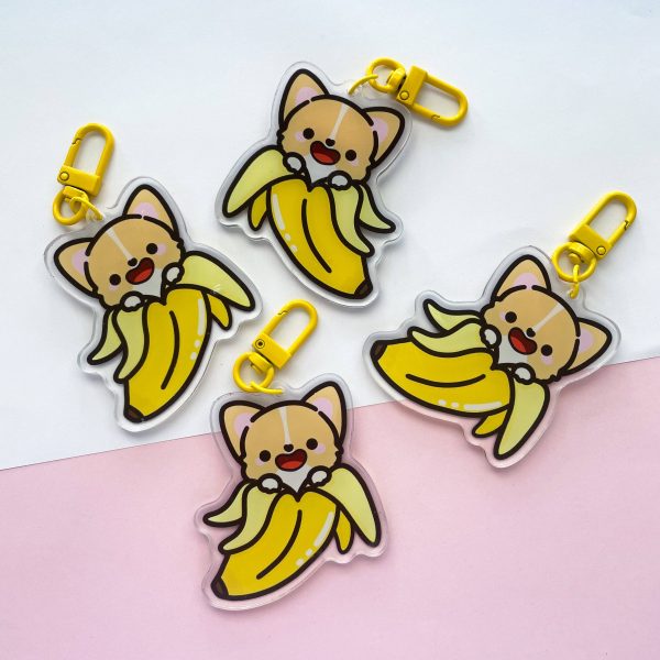 Banana Corgi Acrylic Keychain For Discount