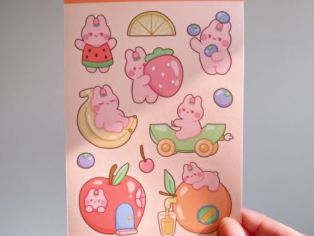 Fruits with Cute Bunny Luxe Matte Vinyl Stickers on Sale